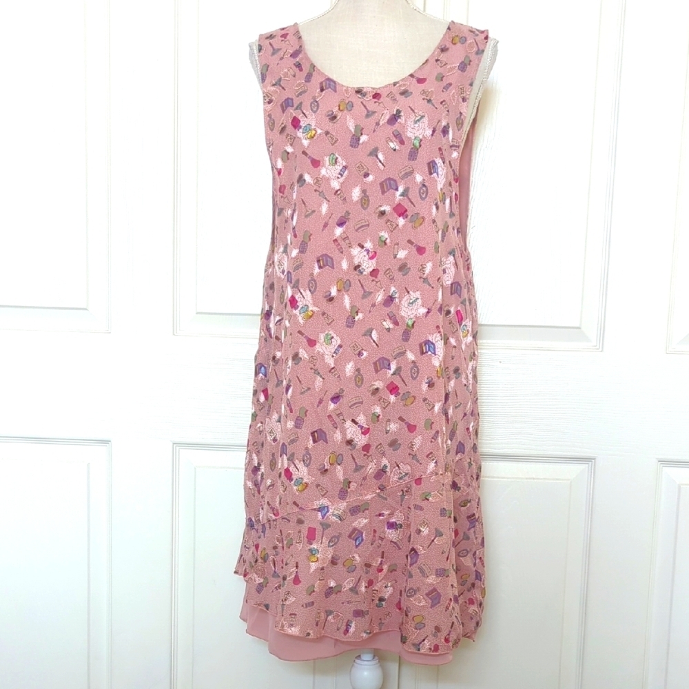 Japanese Beauty Supply Pink Sleeveless Novelty Print Dress